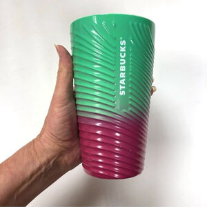 Starbucks Petunia wave ceramic slider top 12oz tumbler